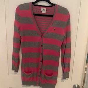 Stripped long Lacoste button down sweater